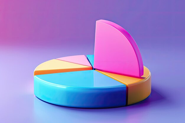Informe de crecimiento del gráfico circular del icono del gráfico financiero aislado ilustración de renderizado 3d