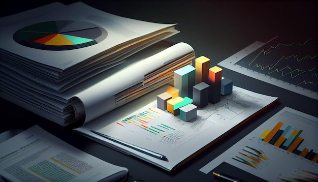Informe empresarial Gráficos y gráficos Conceptos de informes empresariales y imagen generada