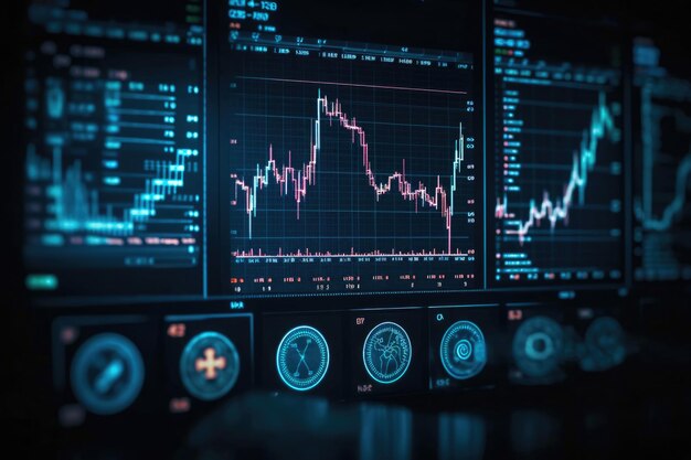 Informe financiero fondo gráfico y gráficos movimiento Resumen mercado de valores futurista