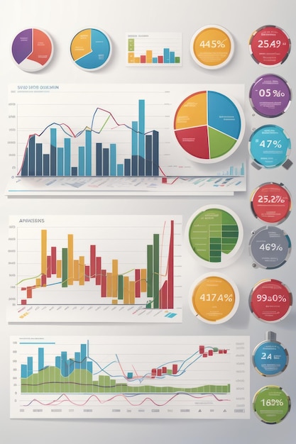 Informe financiero pegatinas vectoriales 2d set vector de fondo blanco para presentación