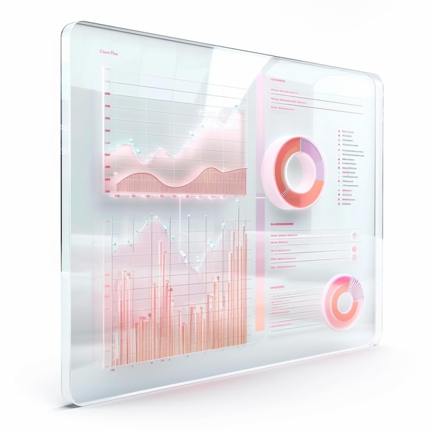 Informe financiero de vidrio esmaltado con gráficos coloridos y análisis de datos