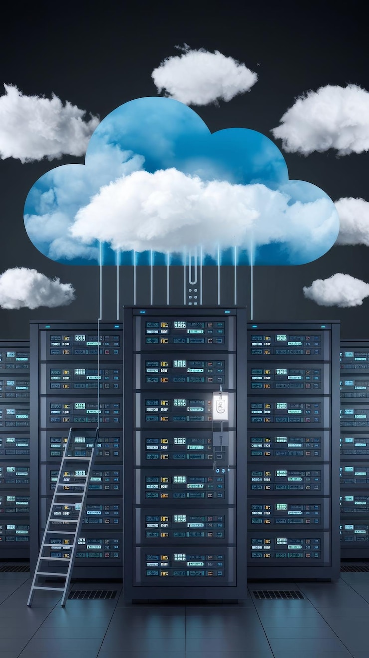 Foto infraestructura de software de almacenamiento de datos de computación de concepto de tecnología en nube
