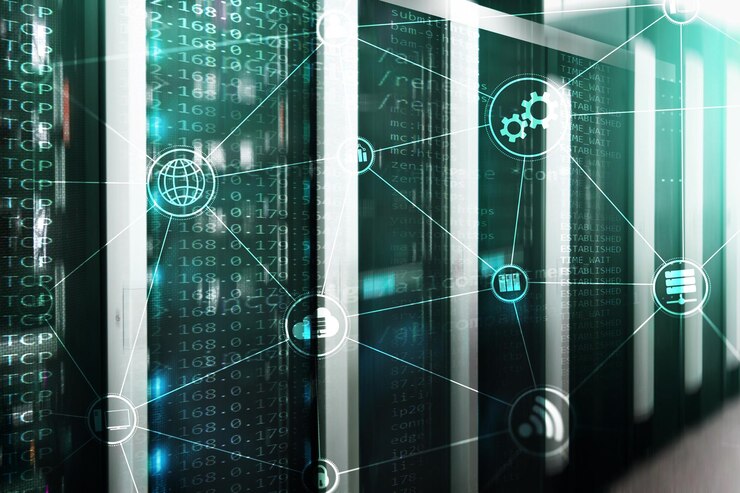 Foto infraestructura tecnológica computación en la nube y comunicación concepto de internet