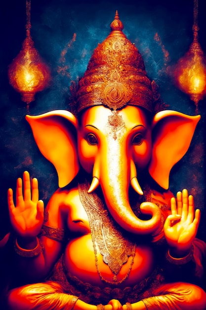 Infunda significado cultural em seus designs usando esta ilustração de Ganesha Aum da Índia AI Generated