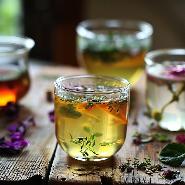 Infusão de chá de ervas aromáticas