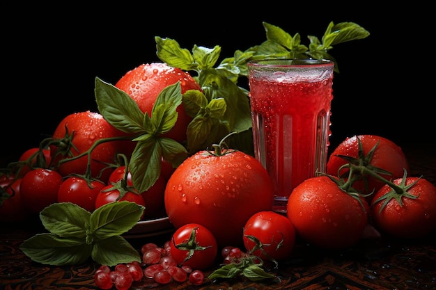 Infusão de tomate saudável Delícia em fundo branco Fotografia de suco de tomate