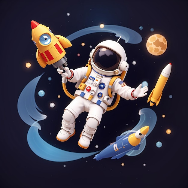 Infusión de astronauta lindo con infusión de agua espacial icono vectorial de dibujos animados ilustración ciencia saludable