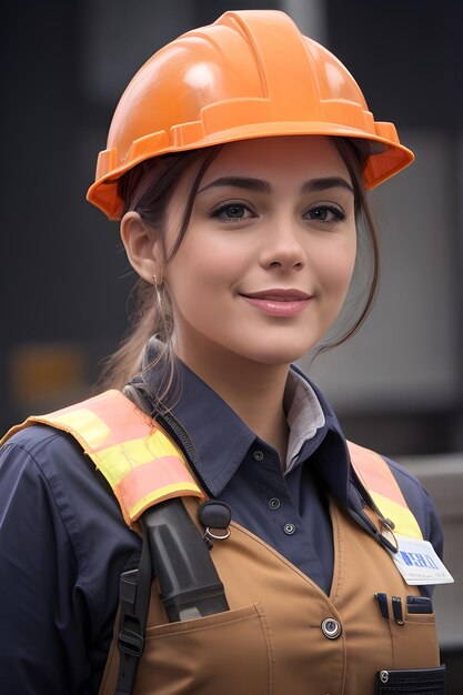 ingeniera con uniforme y casco de seguridad