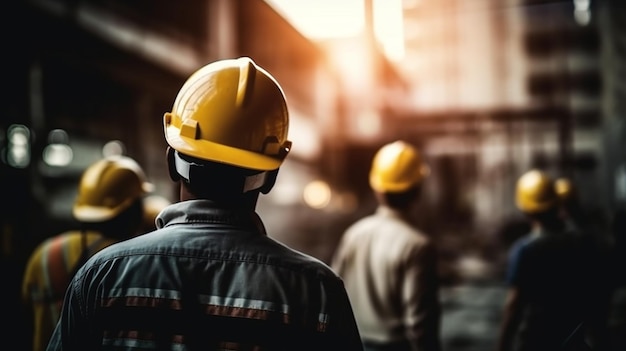 Ingeniero de belleza de fondo borroso y equipo de construcción en el trabajo