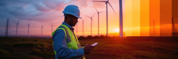 Un ingeniero con un casco y un chaleco luminoso Generativo Ai