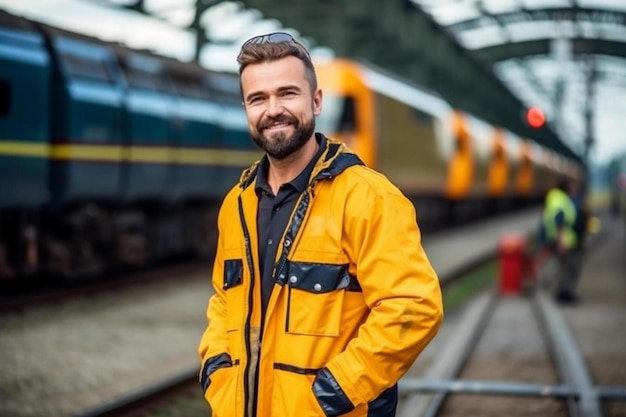 ingeniero caucásico hombre guapo en ingeniería de la industria del transporte pesado