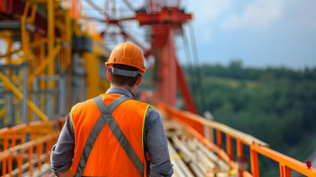 Ingeniero civil que supervisa la construcción de puentes Un pináculo de hazañas de ingeniería y resiliencia de la infraestructura