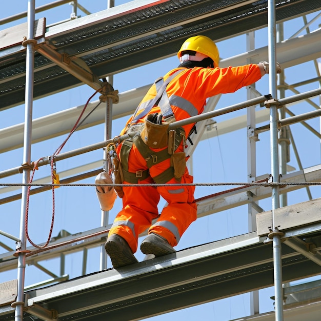 Ingeniero de construcción cae debido al bloqueo de la metodología en el andamio