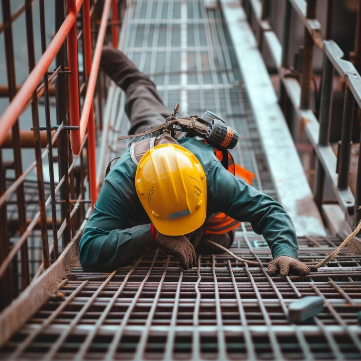 Ingeniero de construcción cae debido al bloqueo de la metodología en el andamio