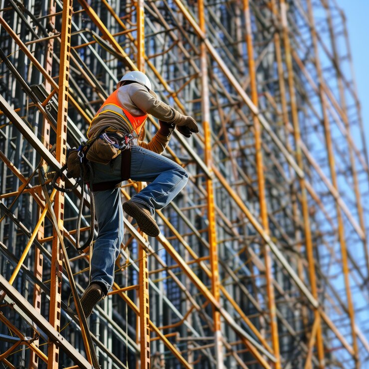 Ingeniero de construcción cae debido al bloqueo de la metodología en el andamio