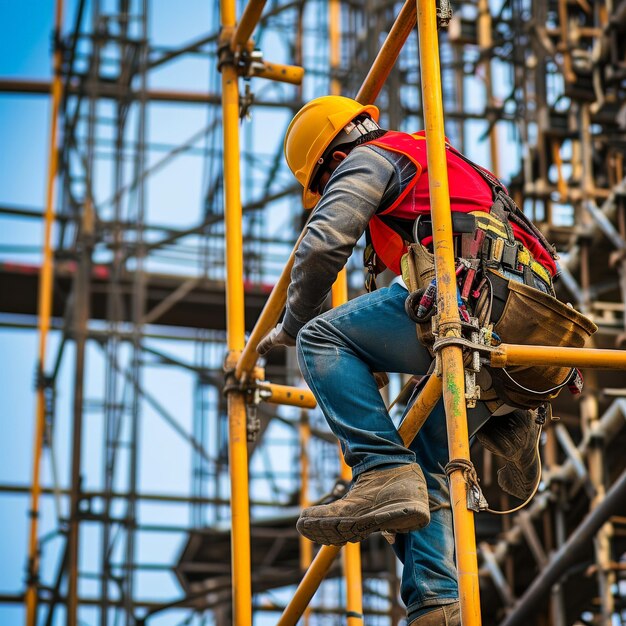 Ingeniero de construcción cae debido al bloqueo de la metodología en el andamio