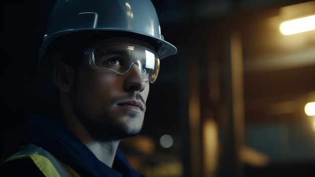 Ingeniero Un hombre con casco y equipo de seguridad IA generativa