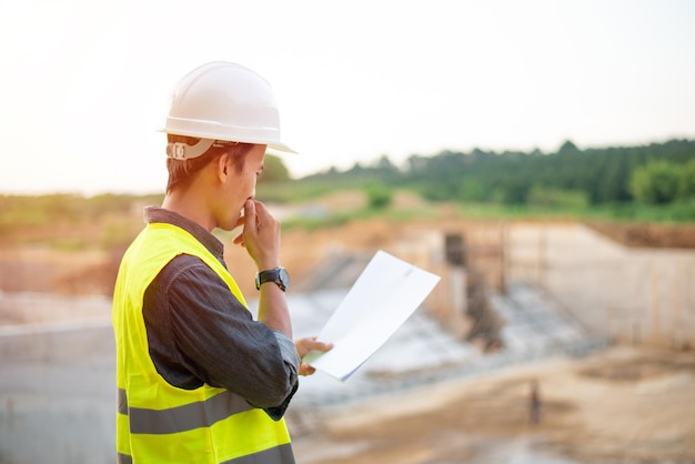 Ingeniero de mantenimiento joven que trabaja en la presa