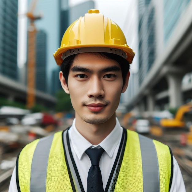 Foto un ingeniero de pie en un sitio de construcción