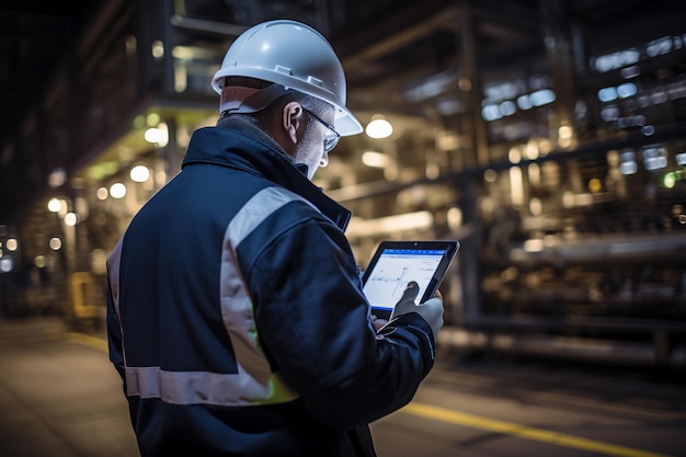 Un ingeniero que trabaja en una planta petroquímica