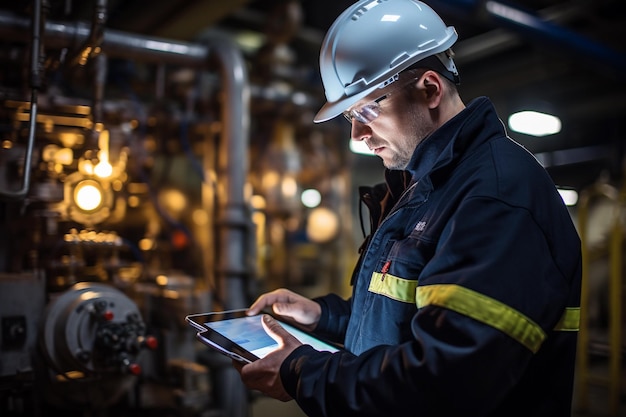 Un ingeniero que trabaja en una planta petroquímica