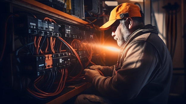 Ingeniero que utiliza desprendedores de alambre