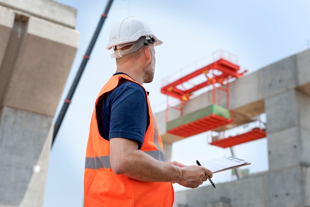 Ingeniero de sitio en un sitio de construcción