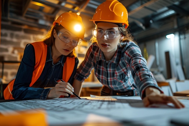 Foto ingenieros de construcción en acción