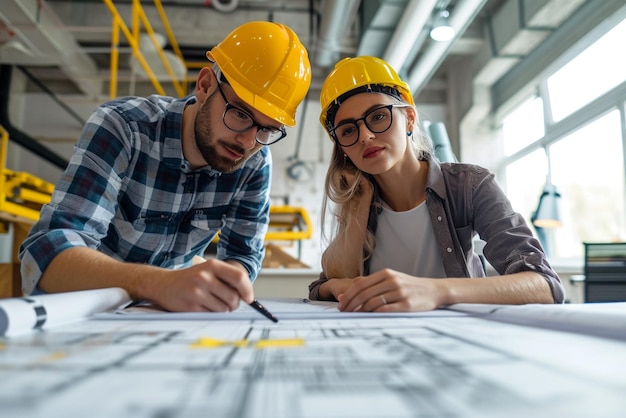 ingenieros de construcción en acción