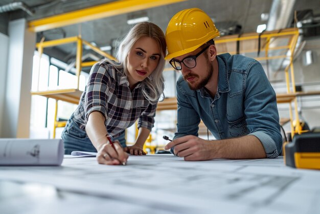 ingenieros de construcción en acción