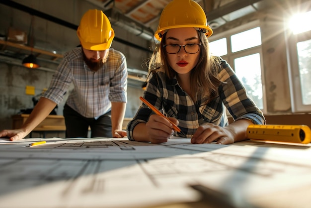 ingenieros de construcción en acción