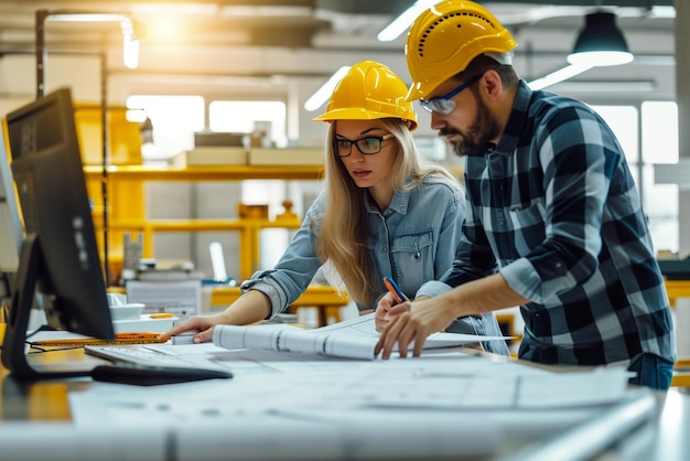 ingenieros de construcción en acción