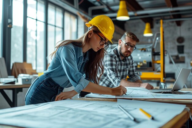 ingenieros de construcción en acción