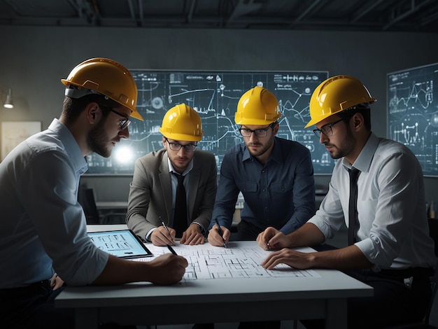 Foto ingenieros y desarrolladores de tormenta de ideas