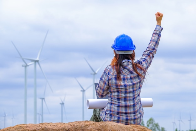 Las ingenieros están contentas con el desarrollo de la energía eólica para generar electricidad.