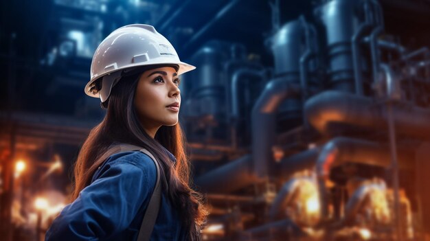 Foto los ingenieros están trabajando en la planta de petróleo y petroquímica