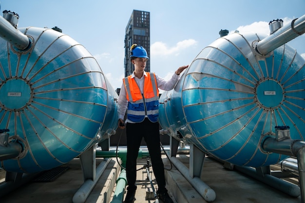 Los ingenieros inspeccionan los sistemas de aire acondicionado y de agua terminados para continuar verificando