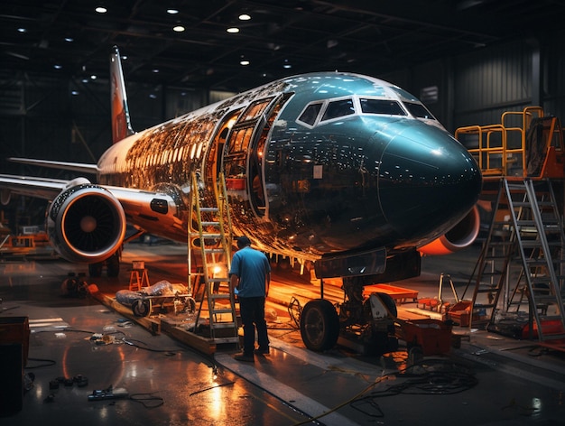 Ingenieros de mantenimiento de hangares en el aeropuerto