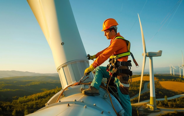 Ingenieur bei einer Windturbine