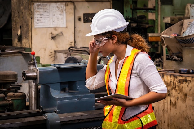 ingenieur, der in einer industriefabrik arbeitet.