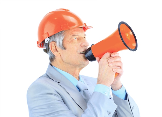 Foto ingenieur isoliert auf weißem hintergrund.