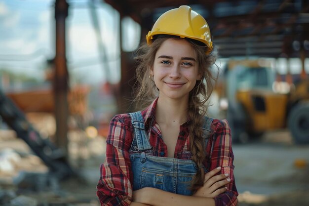 Foto ingenieurin auf der baustelle