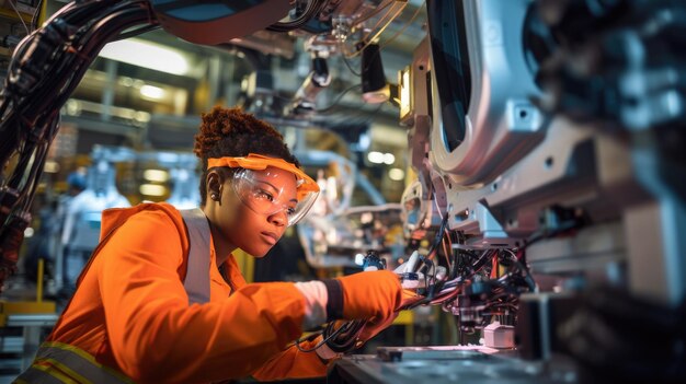 Ingenieurin in einer Maschinenfabrik