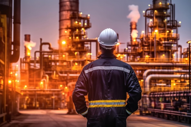 Ingenieurteam in Uniform ist Sicherheitsüberprüfung der Ölraffinerieindustrie