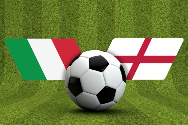 Inglaterra vs italia partido de fútbol banderas nacionales con representación de fútbol d