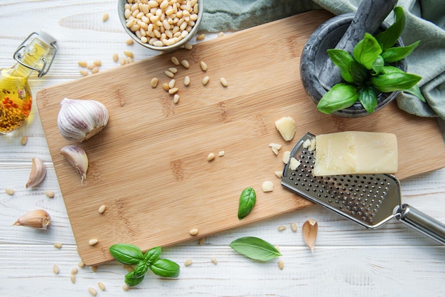 Ingrediente para o molho pesto