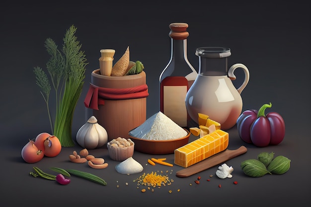 Ingredientes de cocina Ai generativo