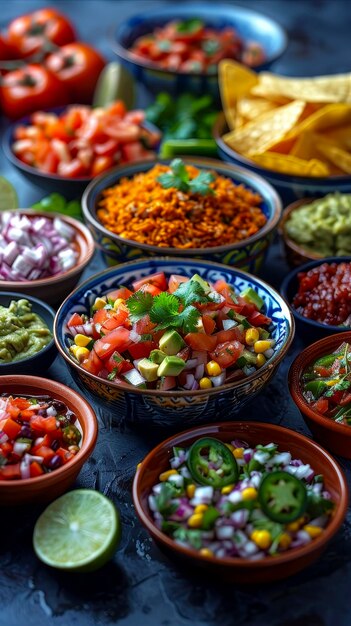 Foto ingredientes culinarios mexicanos reproducidos por una ia vibrante