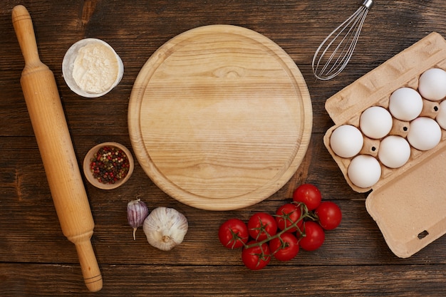 Foto ingredientes de pizza na horizontal