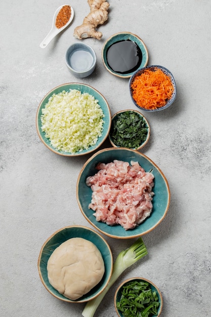 Foto ingredientes deliciosos da vista superior